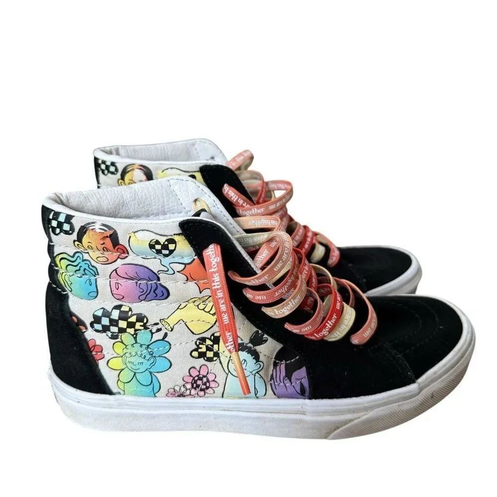 Vans Cultivate Care Sk8-Hi floral black/white skate shoes sneakers 6.5M/8W